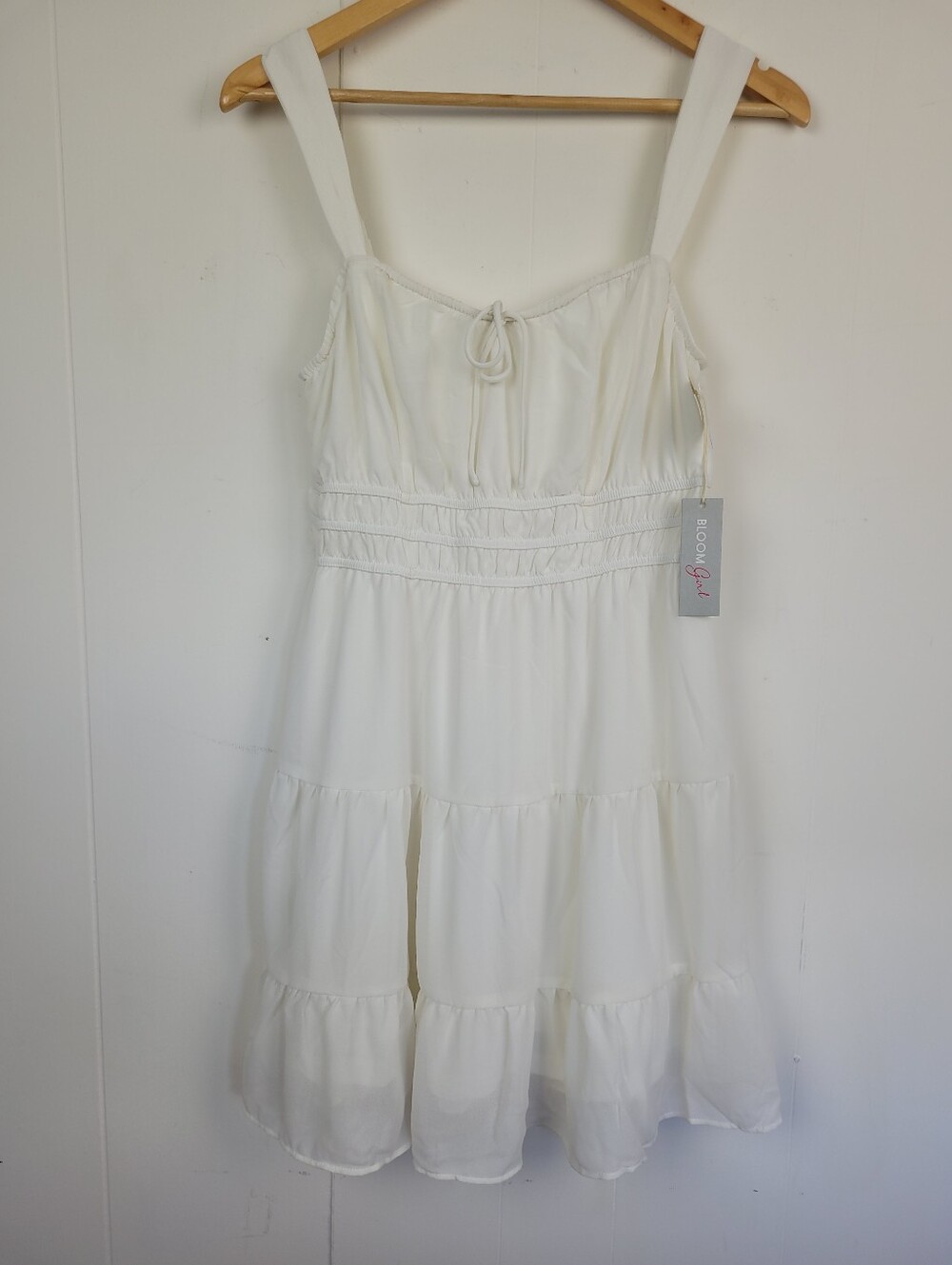 Bloom Girl Medium White Tiered Short Dress NWT